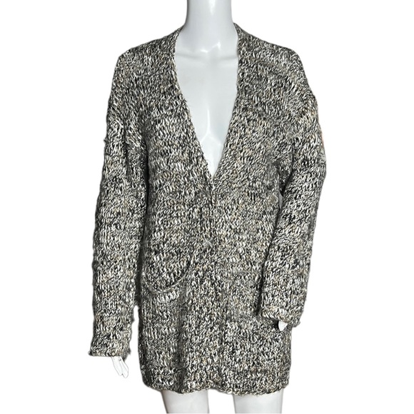 J. Jill Sweaters - J. Jill Purejill Chinky Knit Cardigan Brown White Marled Knit Wool Alpaca